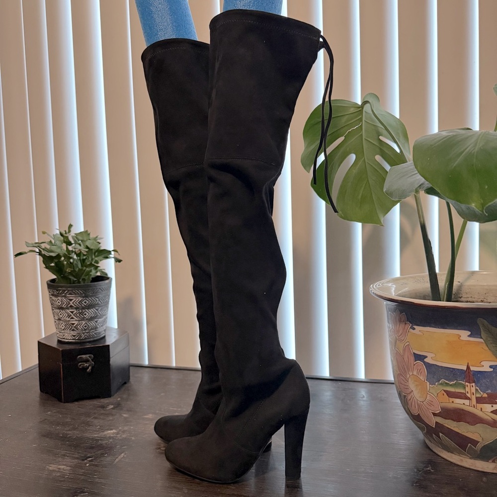 Steve Madden 6 Black Over-the-Knee Soft Microsuede Boots - Picture 7 of 9